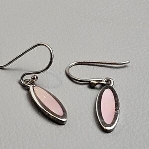 Sterling Silver Rose Mother of Pearl Pink Drop Hooked Earrings